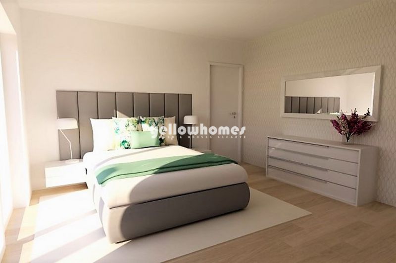 Moradia moderna de três quartos em construção